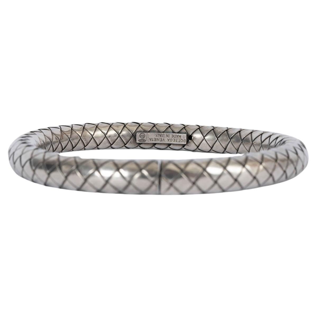 BOTTEGA VENETA silver INTRECCIATO STERLING Bangle Bracelet For Sale