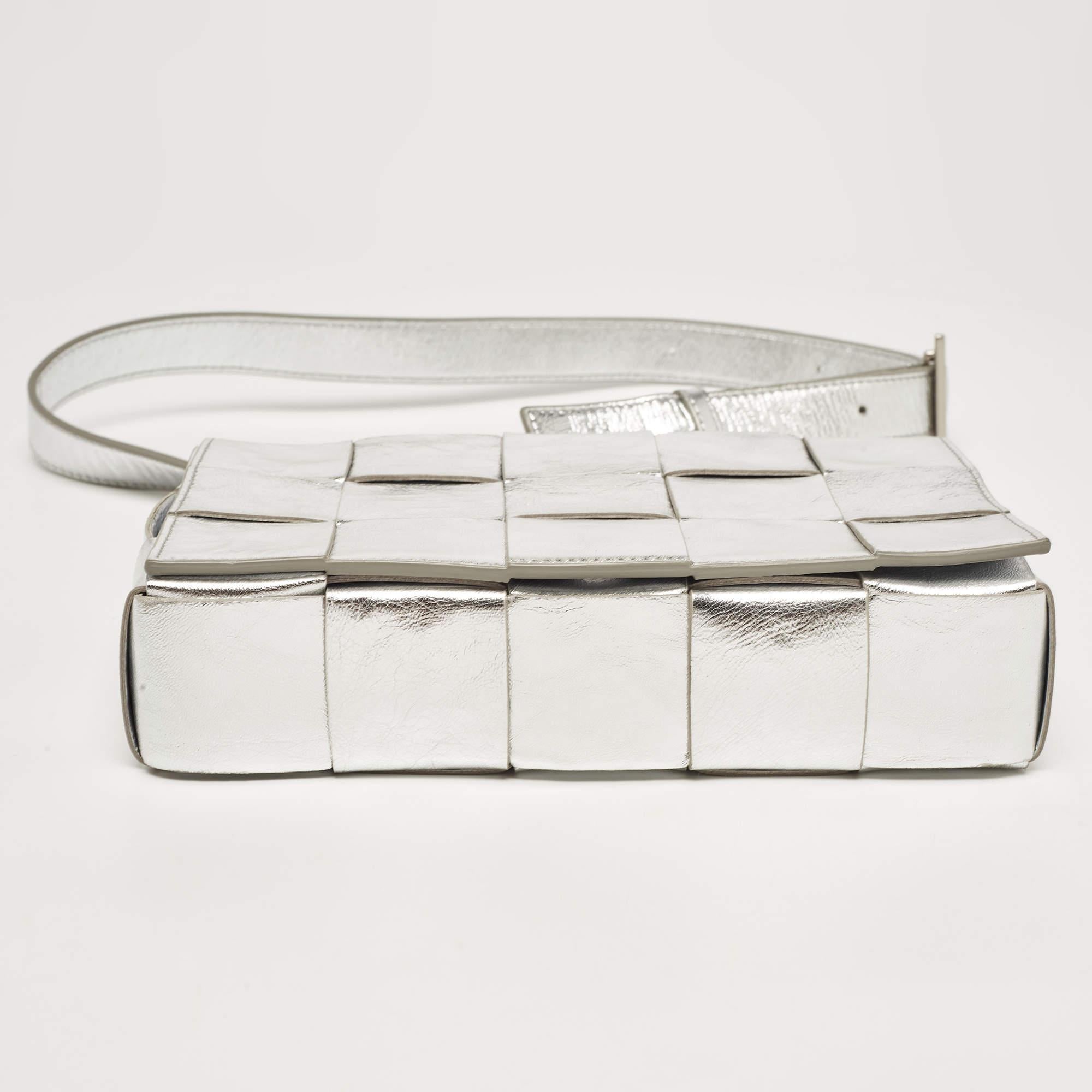 Bottega Veneta Silver Intreccio Leather Cassette Shoulder Bag 6
