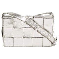 Bottega Veneta Silver Intreccio Leather Cassette Shoulder Bag