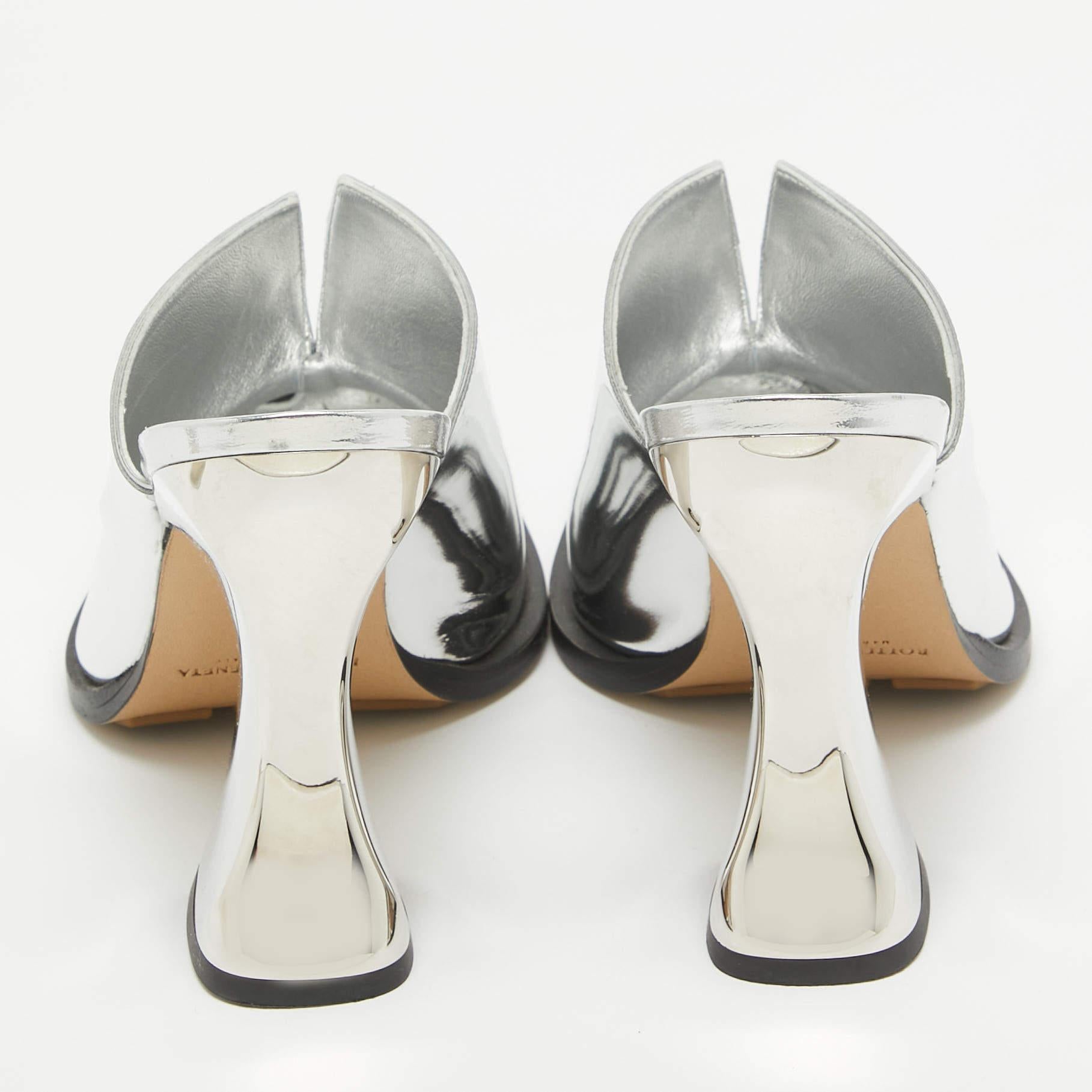 Bottega Veneta Silver Leather Cha-Cha Mules Size 39 1