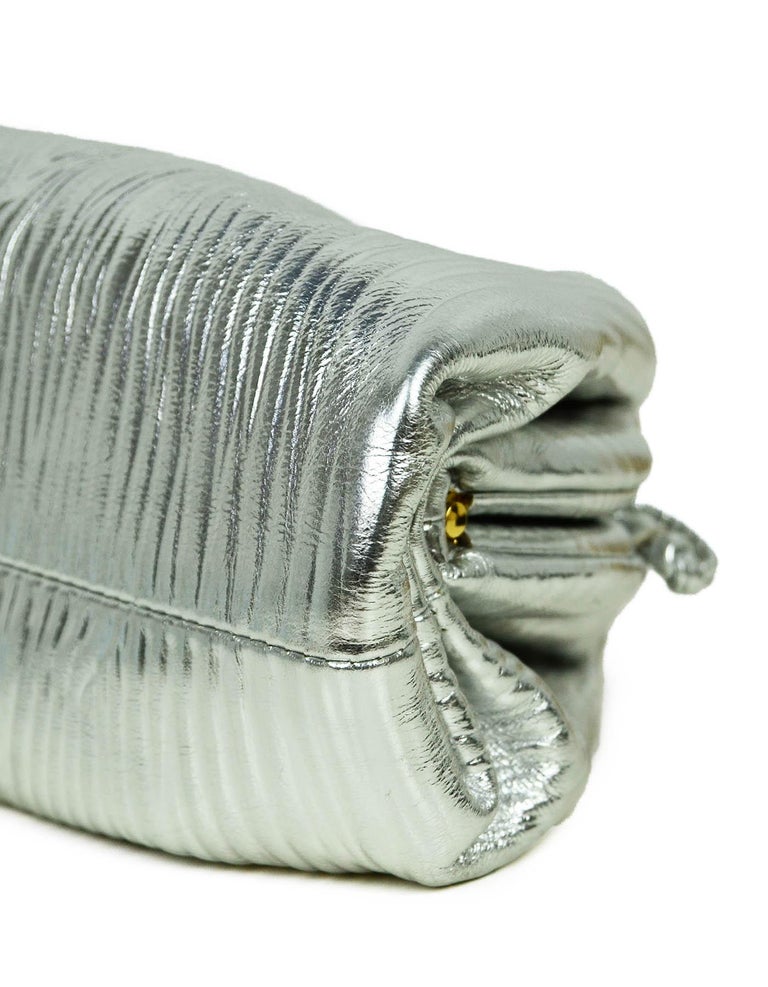 BOTTEGA VENETA Metalic Bark Calfskin The Mini Pouch Silver – Trusty