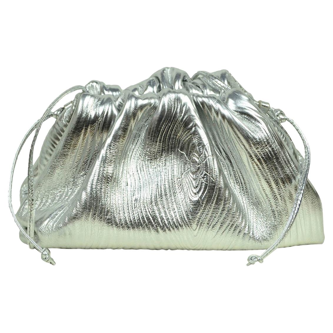 bottega veneta silver mini pouch