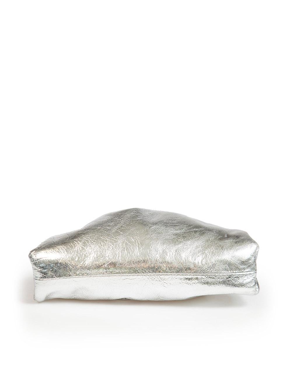 Women's Bottega Veneta Silver Metallic Leather Mini Pouch