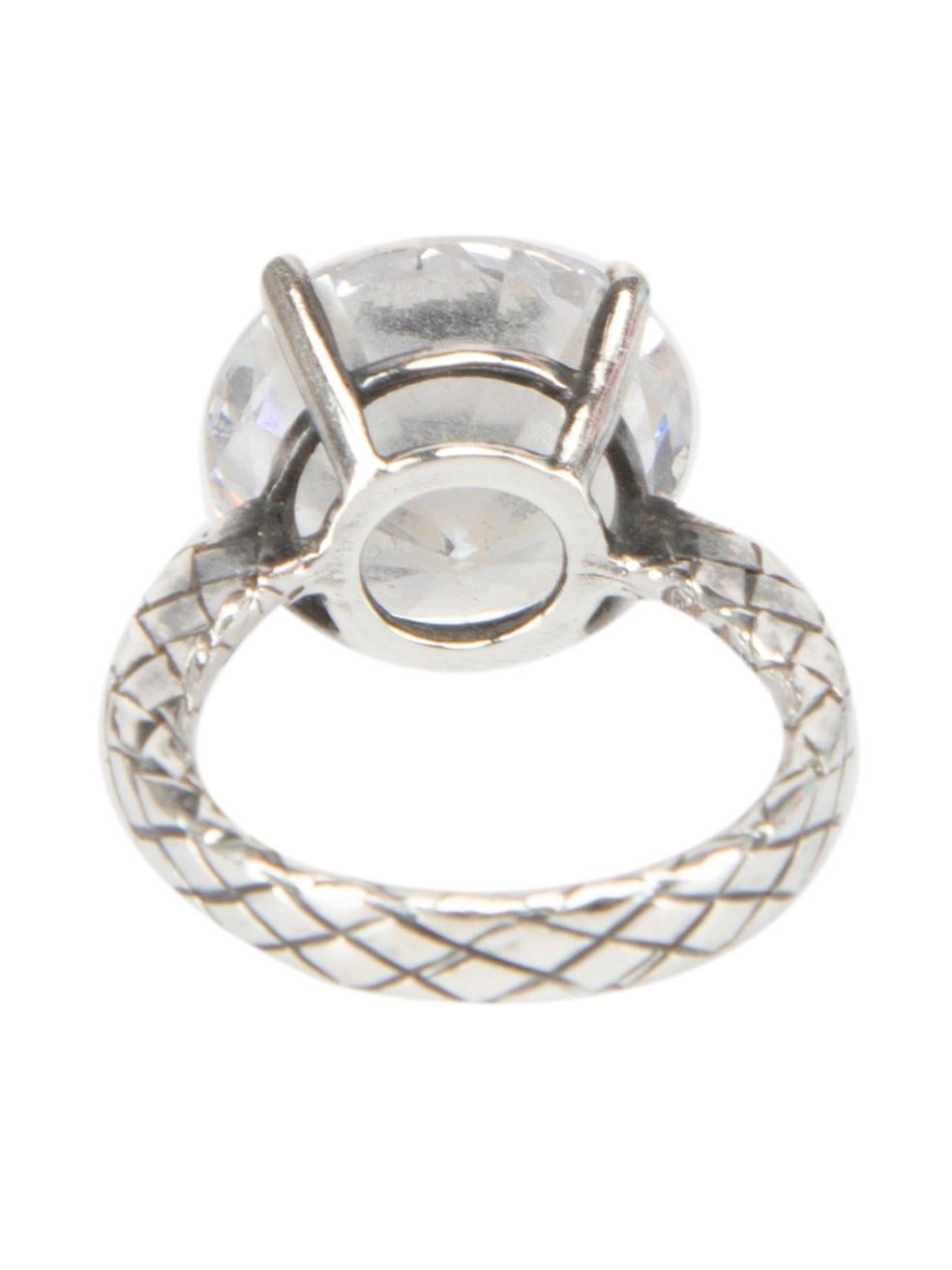 Bottega Veneta Silver Plated Large Crystal Ring In Excellent Condition In London, GB