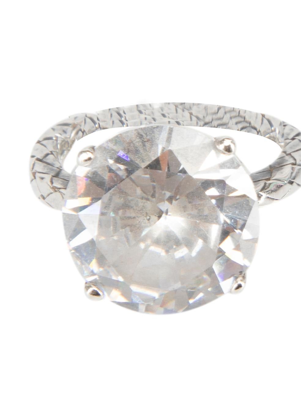 Women's Bottega Veneta Silver Plated Large Crystal Ring