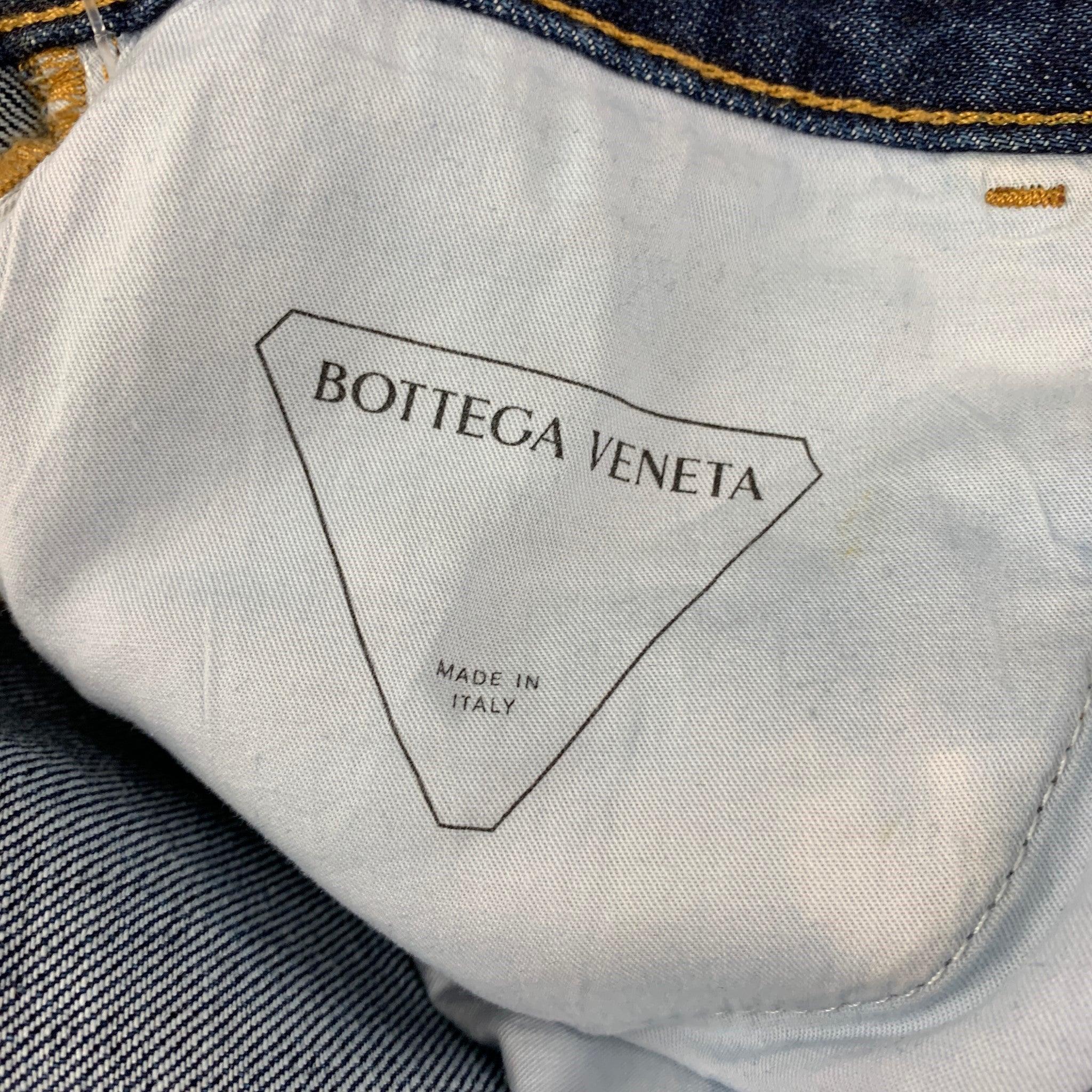 BOTTEGA VENETA Größe 0 Blaue Baumwoll-Jeans mit Glockenaufsatz im Angebot 1