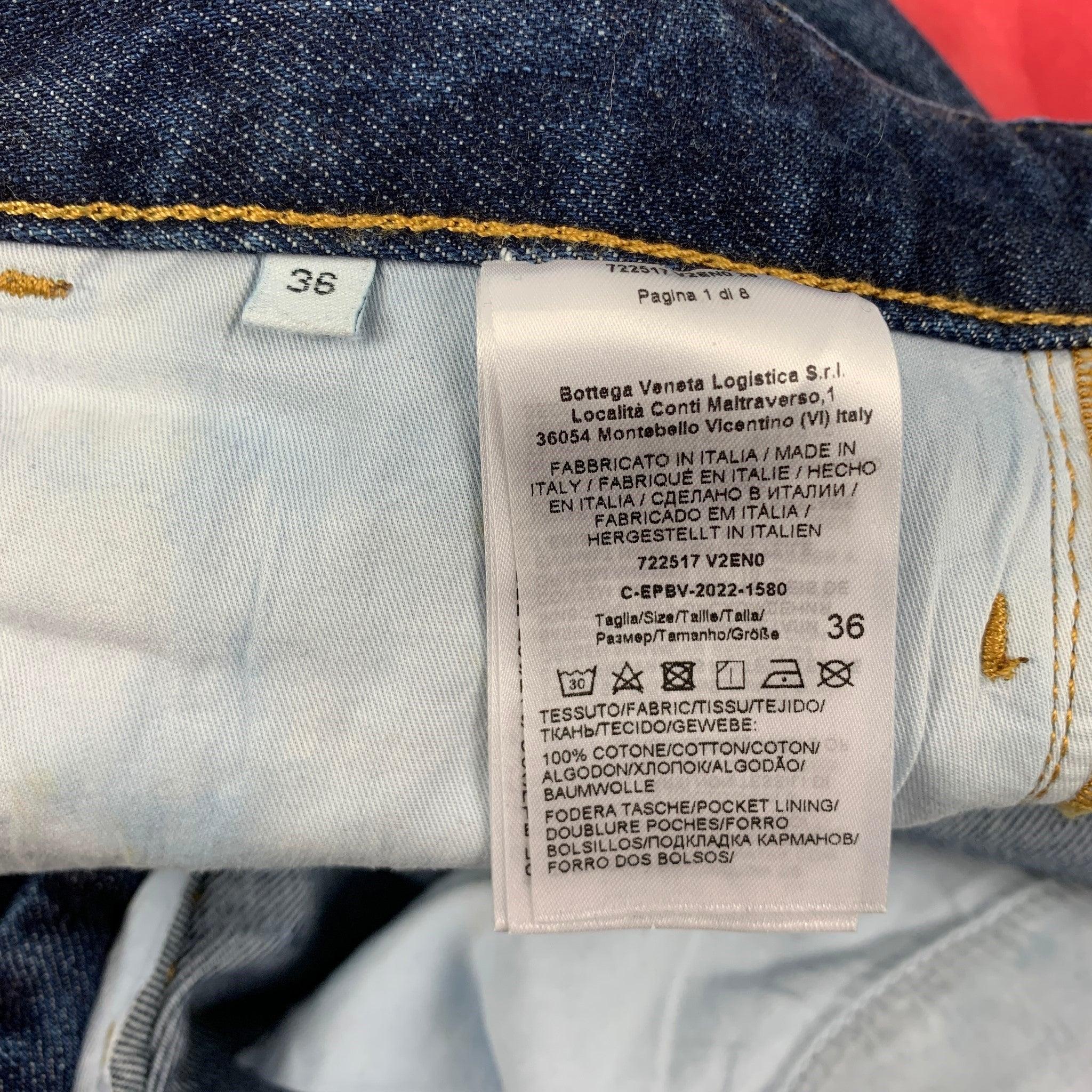 BOTTEGA VENETA Größe 0 Blaue Baumwoll-Jeans mit Glockenaufsatz im Angebot 2