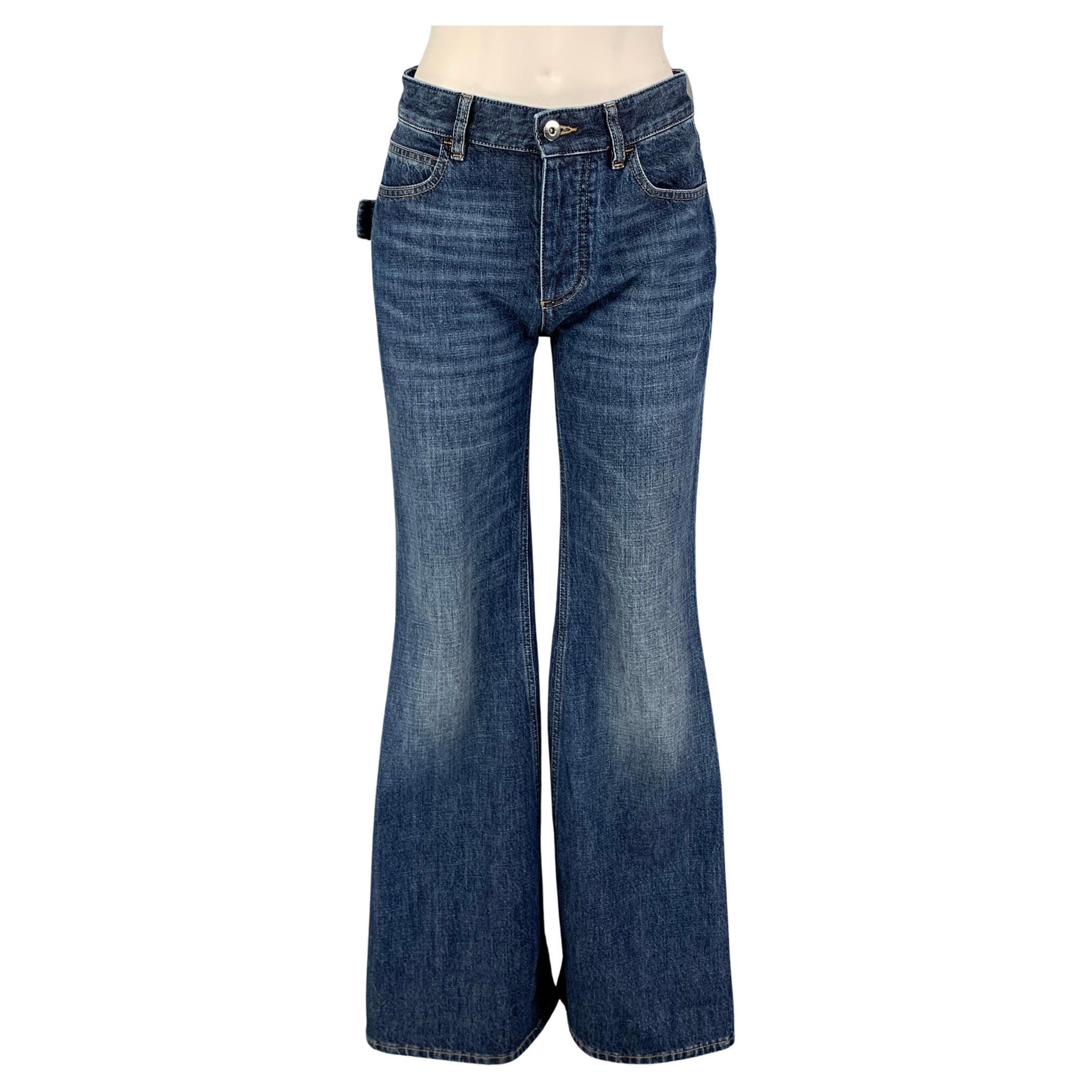 BOTTEGA VENETA Size 0 Blue Cotton Bell Bottom Jeans