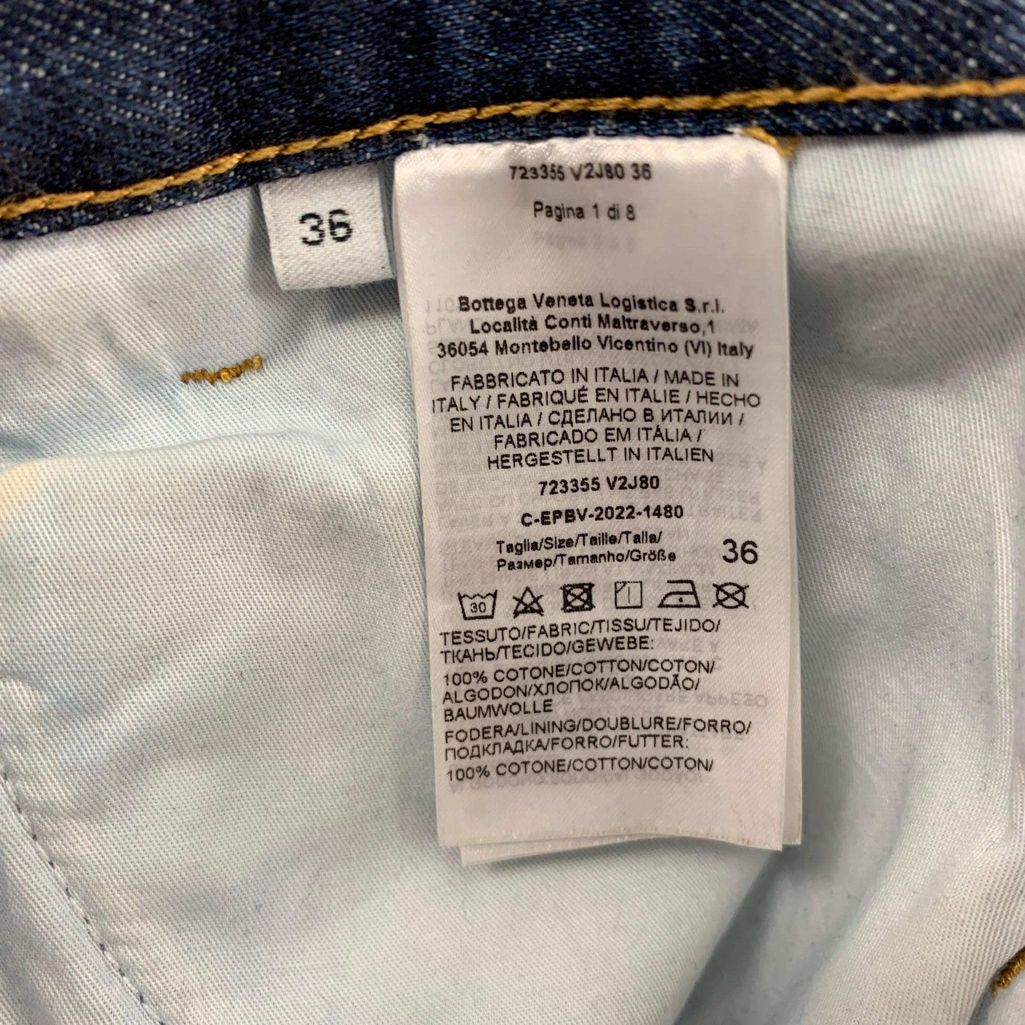 BOTTEGA VENETA Size 0 Blue Cotton Washed Cuffed Jeans In Excellent Condition In San Francisco, CA