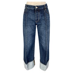 BOTTEGA VENETA Size 0 Blue Cotton Washed Cuffed Jeans