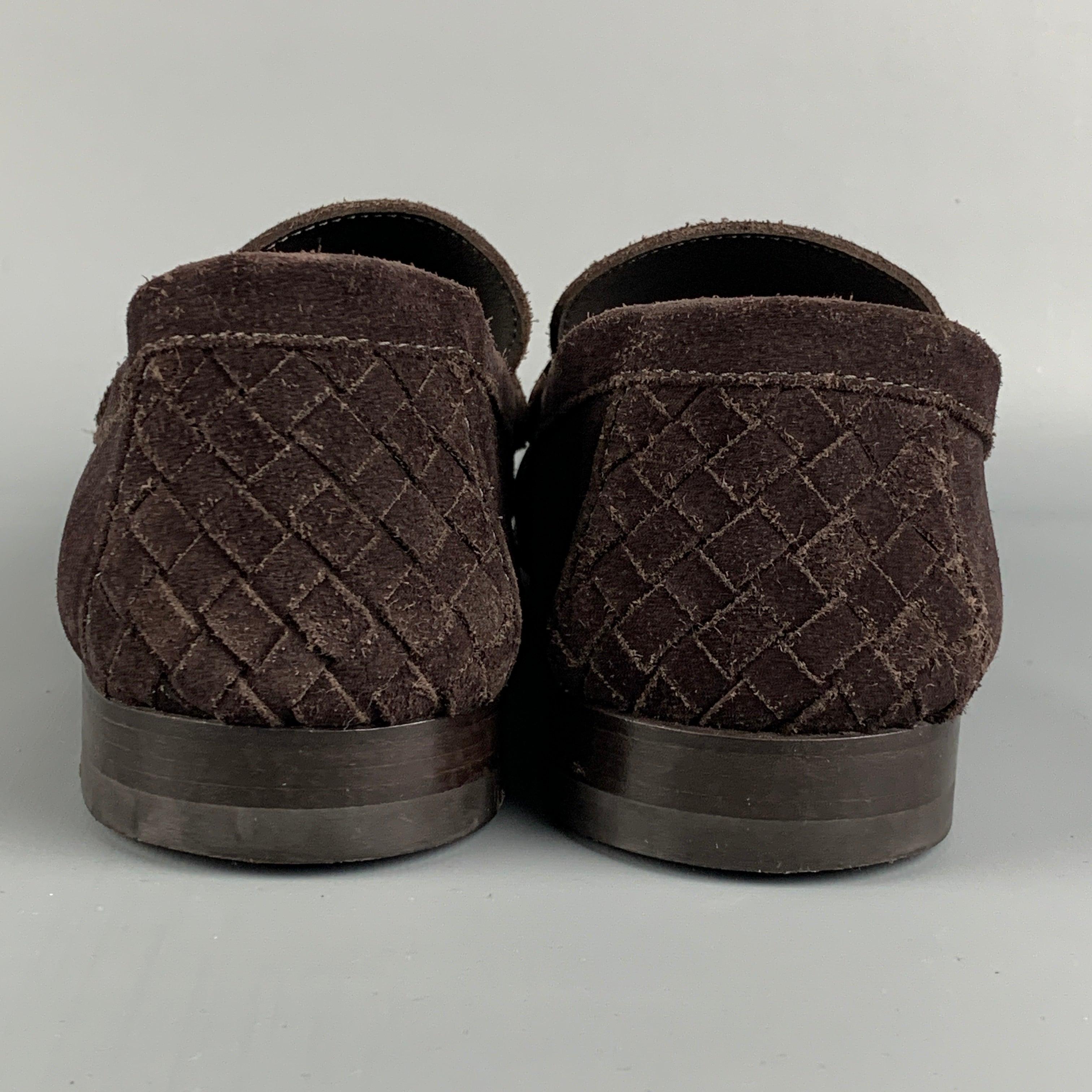 BOTTEGA VENETA Size 10 Brown Suede Penny Loafers For Sale 1