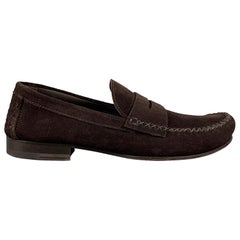BOTTEGA VENETA Size 10 Brown Suede Penny Loafers