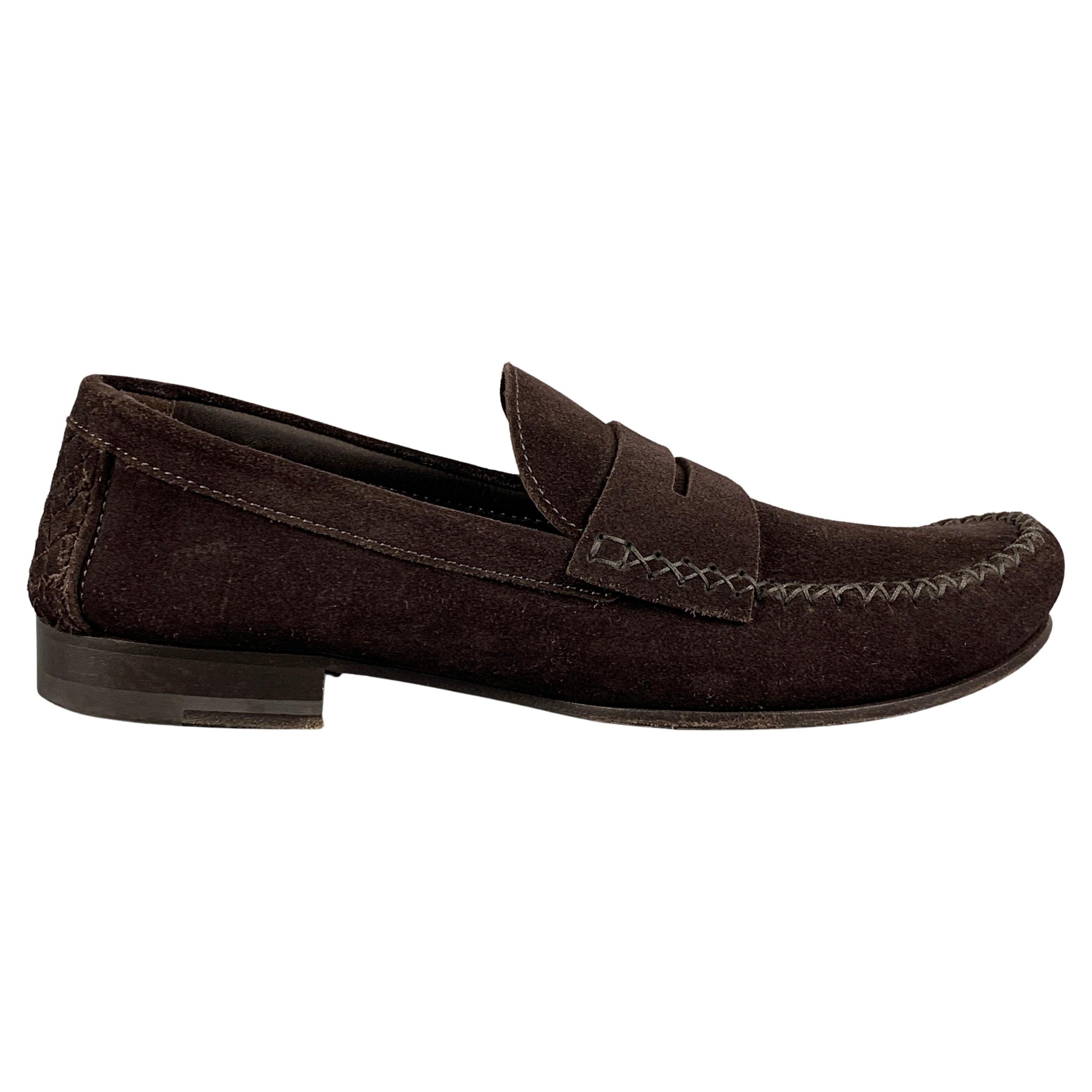 BOTTEGA VENETA Size 10 Brown Suede Penny Loafers