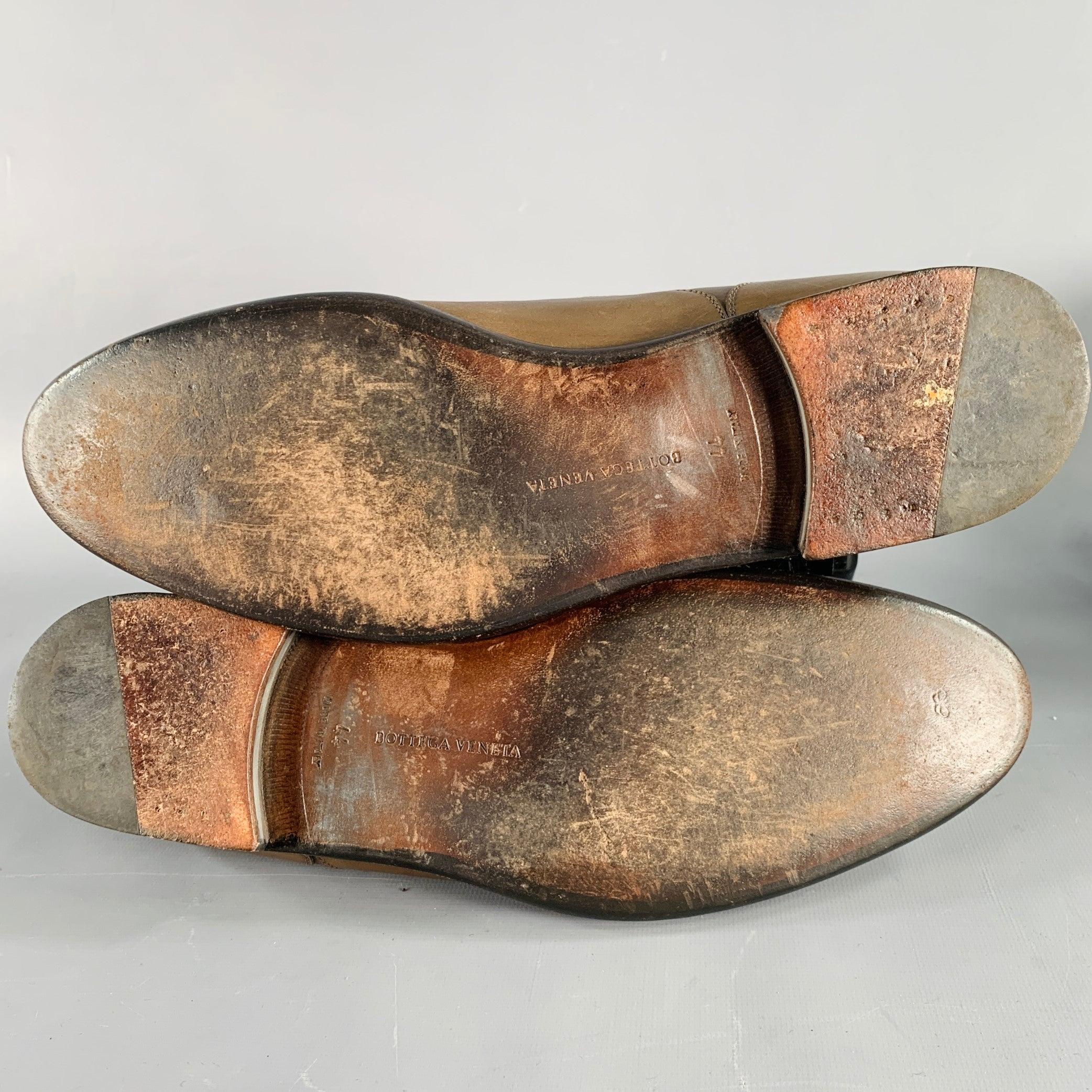 BOTTEGA VENETA Size 11 Brown Perforated Leather Loafers 2