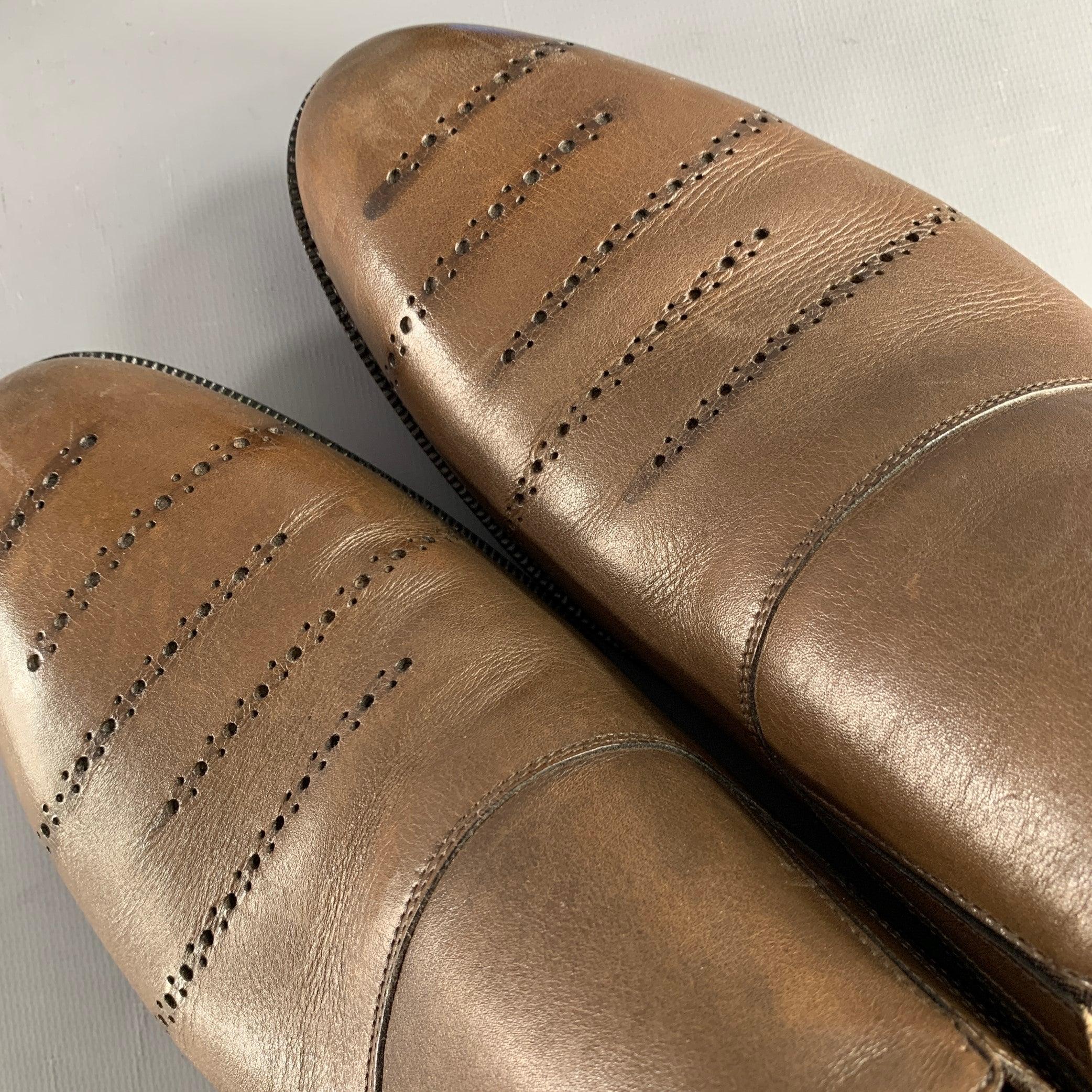 BOTTEGA VENETA Size 11 Brown Perforated Leather Loafers 5