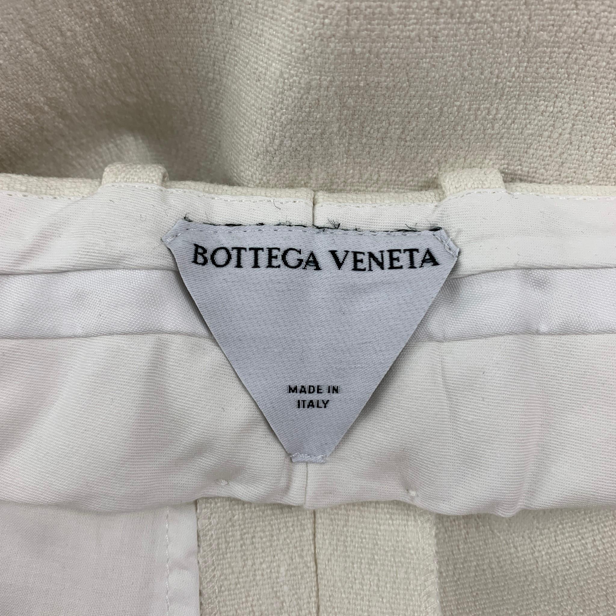 Beige BOTTEGA VENETA Size 2 Cream Linen Wrinkled Wide Leg Dress Pants