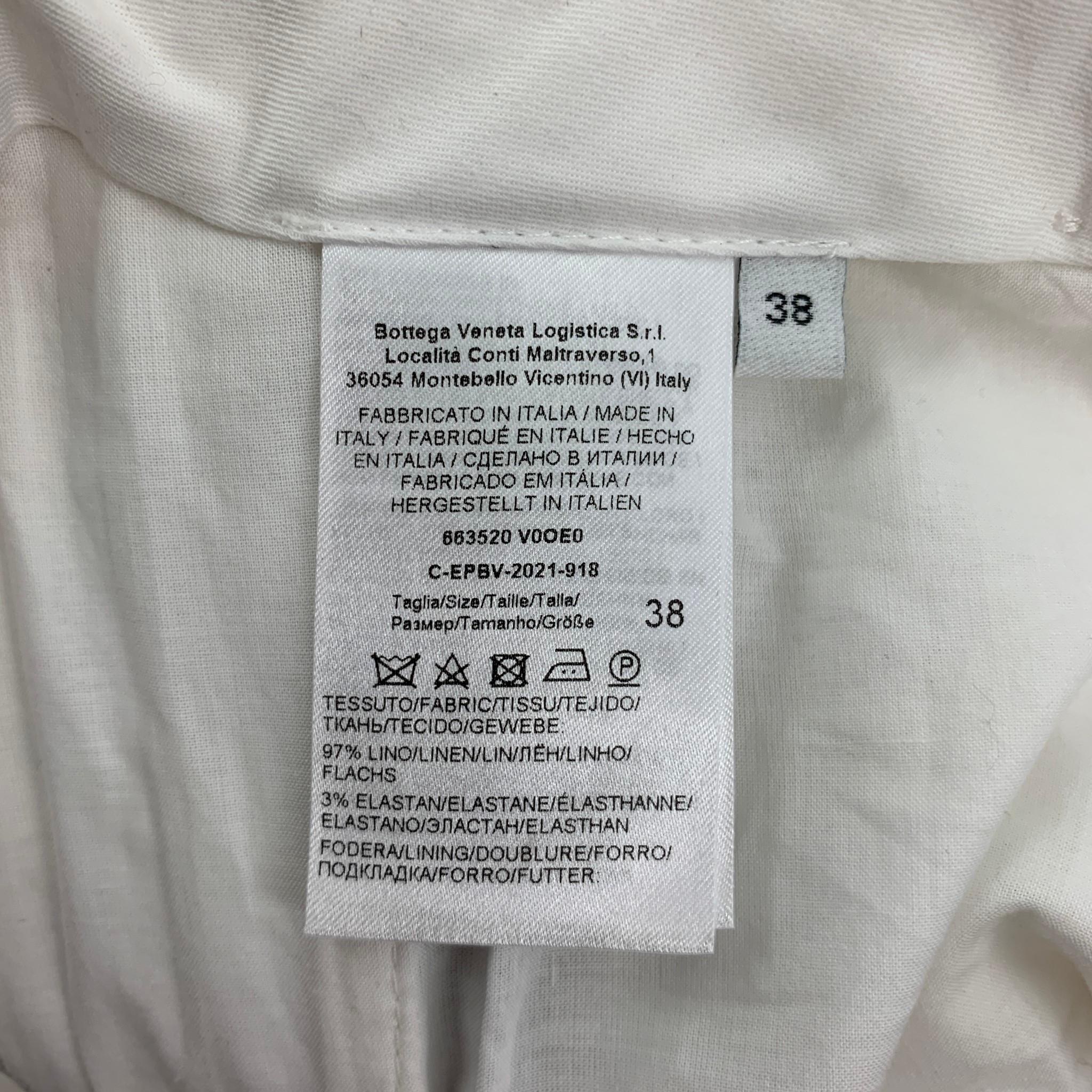 BOTTEGA VENETA Size 2 Cream Linen Wrinkled Wide Leg Dress Pants In Excellent Condition In San Francisco, CA