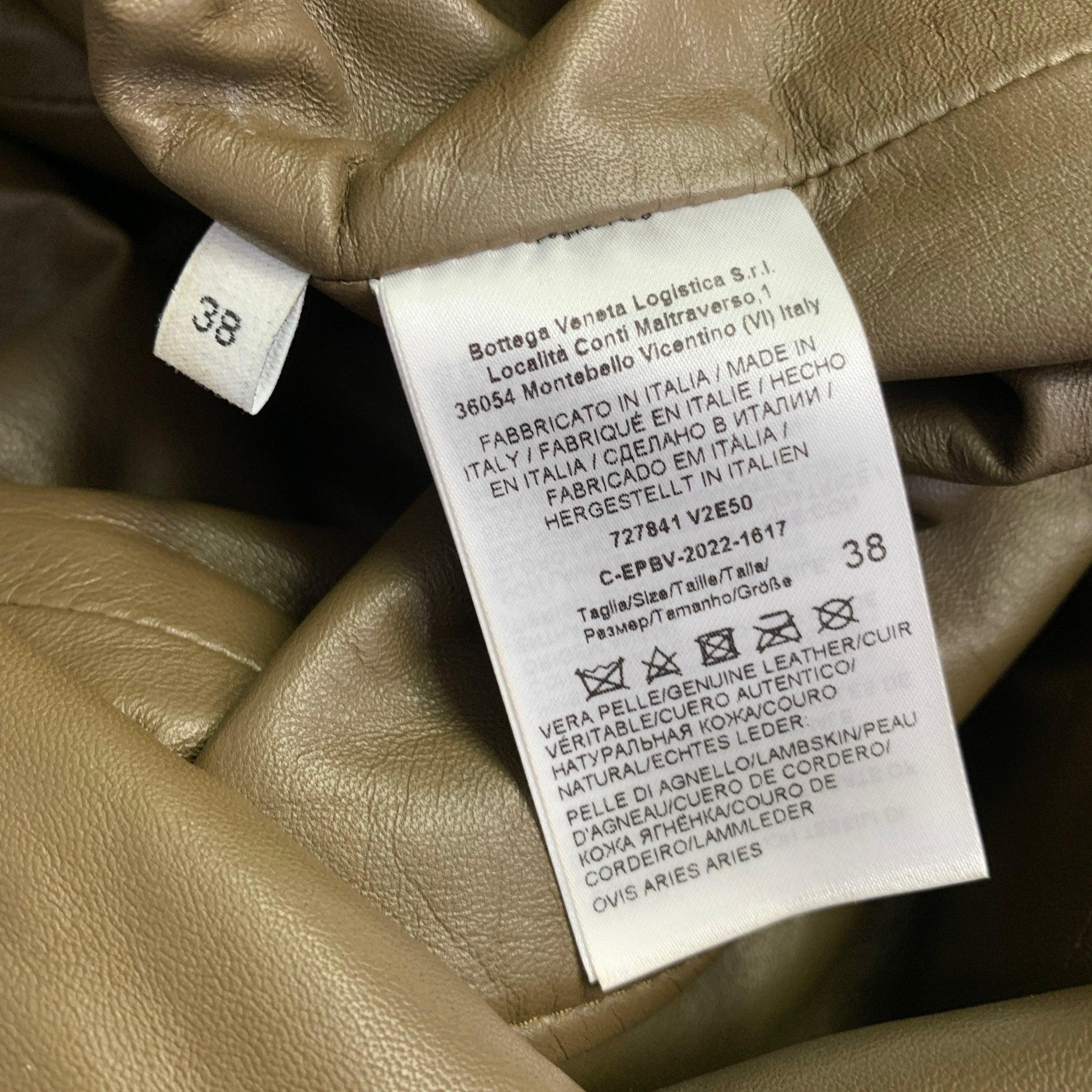 BOTTEGA VENETA Size 2 Green Olive Lambskin Leather Pencil Skirt In Excellent Condition For Sale In San Francisco, CA