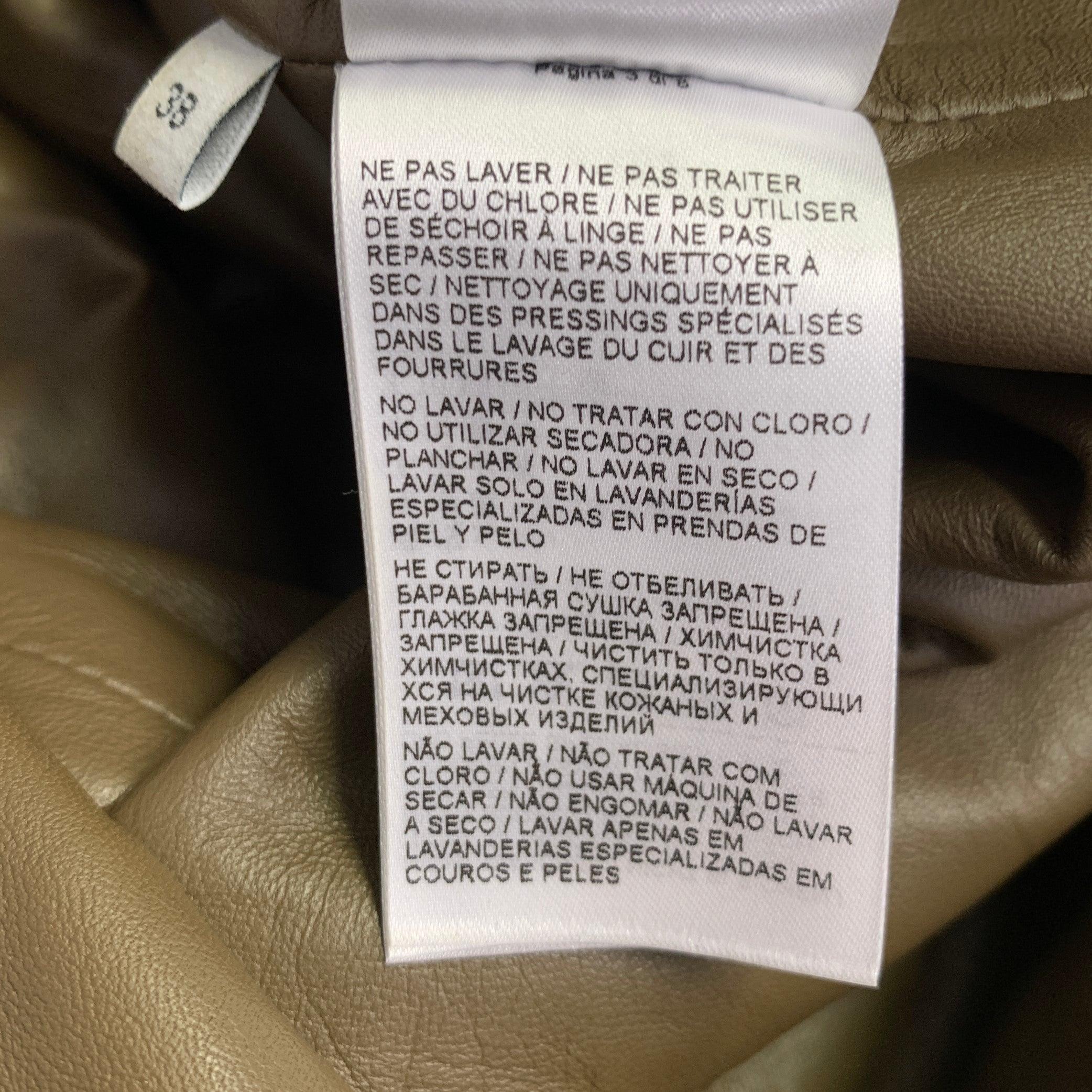 BOTTEGA VENETA Size 2 Green Olive Lambskin Leather Pencil Skirt For Sale 1