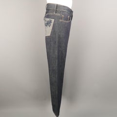 BOTTEGA VENETA Size 28 Indigo Solid Denim 30 Zip Fly Jeans at 1stDibs