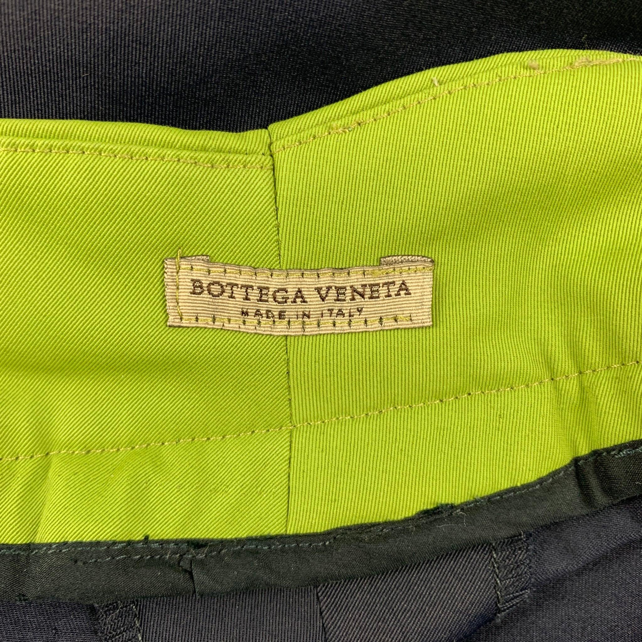 BOTTEGA VENETA Size 32 Blue Green Color Block Wool Cupro Casual Pants For Sale 2