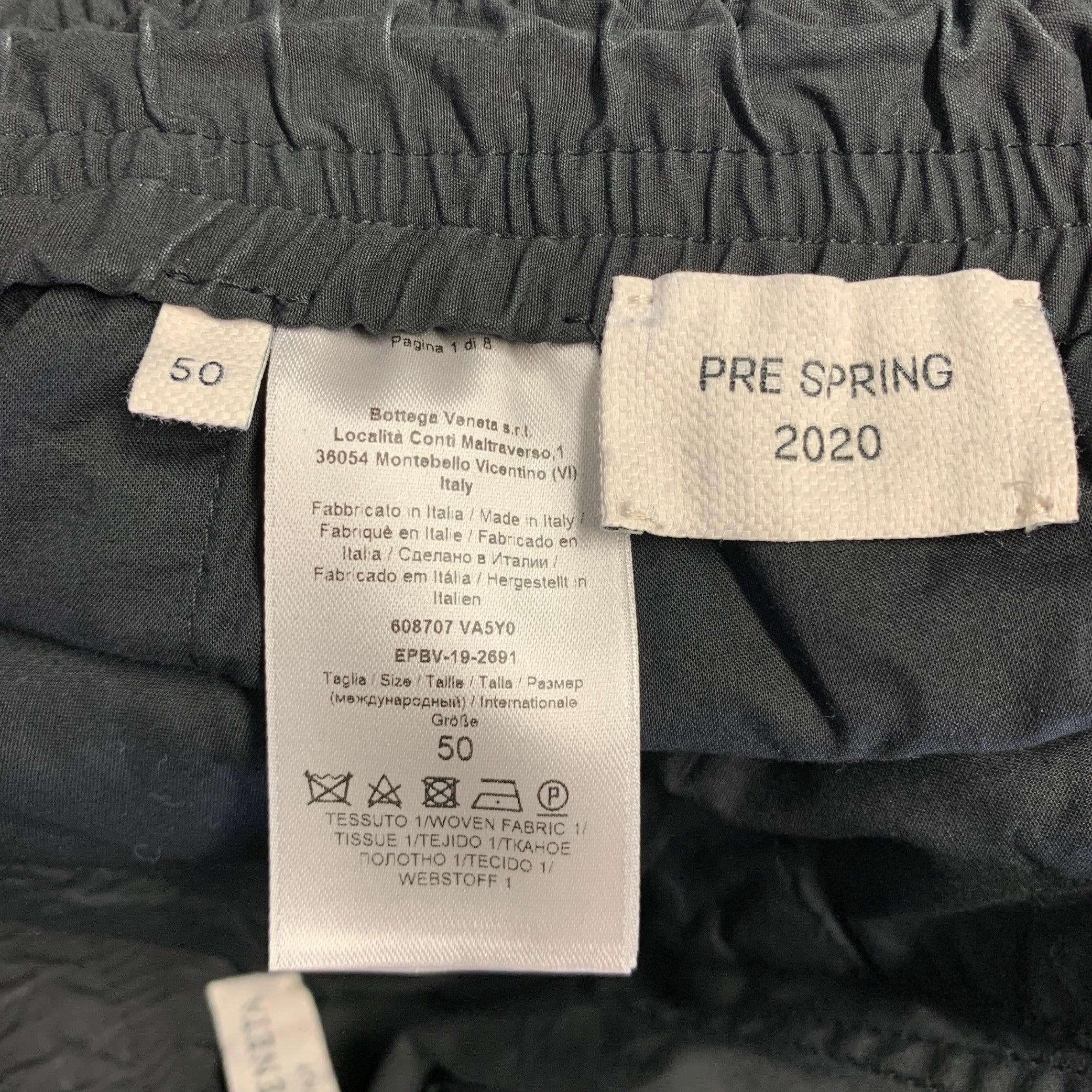 Men's BOTTEGA VENETA Size 34 Black Cotton Blend Elastic Waistband Casual Pants For Sale