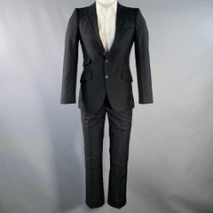 BOTTEGA VENETA Size 34 Black Wool Kid Mohair Notch Lapel Suit
