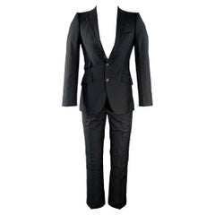 BOTTEGA VENETA Size 34 Black Wool Kid Mohair Notch Lapel Suit