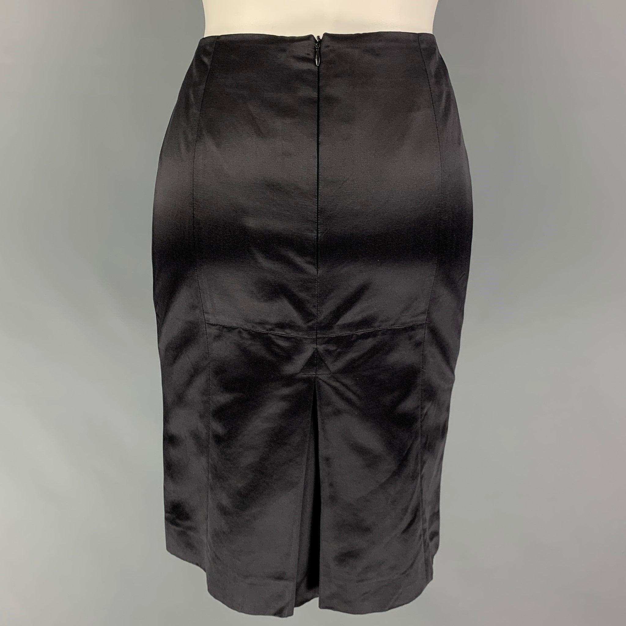 BOTTEGA VENETA Size 4 Black Cotton Silk Pencil Skirt In Good Condition For Sale In San Francisco, CA