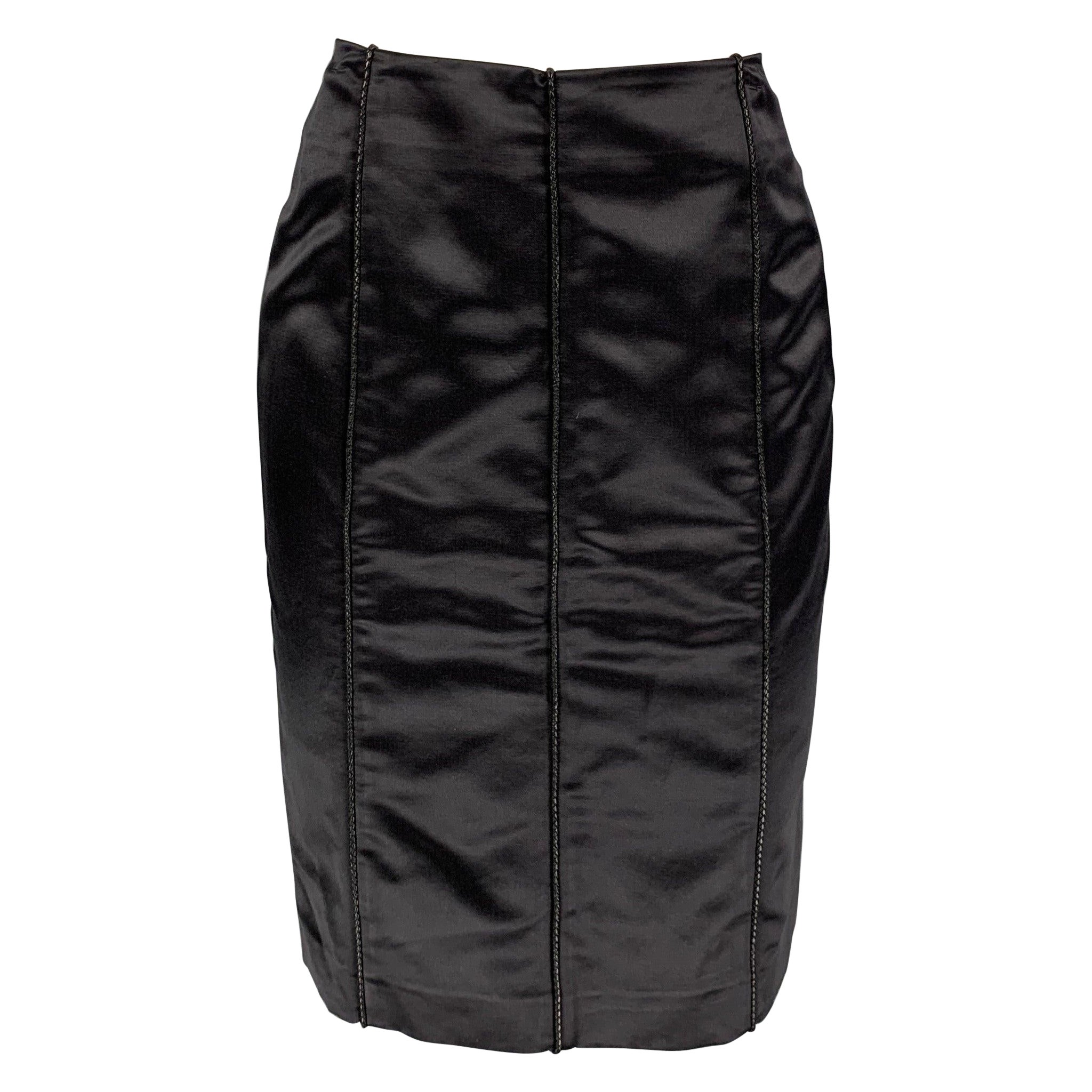 BOTTEGA VENETA - Jupe fourreau en coton et soie noire, taille 4