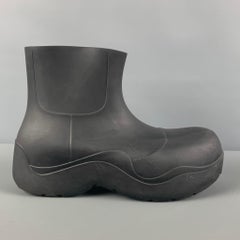 Used BOTTEGA VENETA Size 4 Black Pull On Puddle Boots