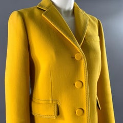 BOTTEGA VENETA Size 4 Yellow Wool Polyamide Chain Stitch Blazer