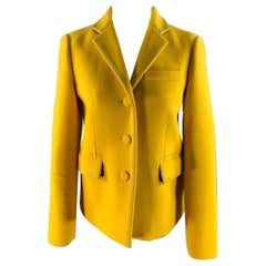 BOTTEGA VENETA Size 4 Yellow Wool Polyamide Chain Stitch Blazer