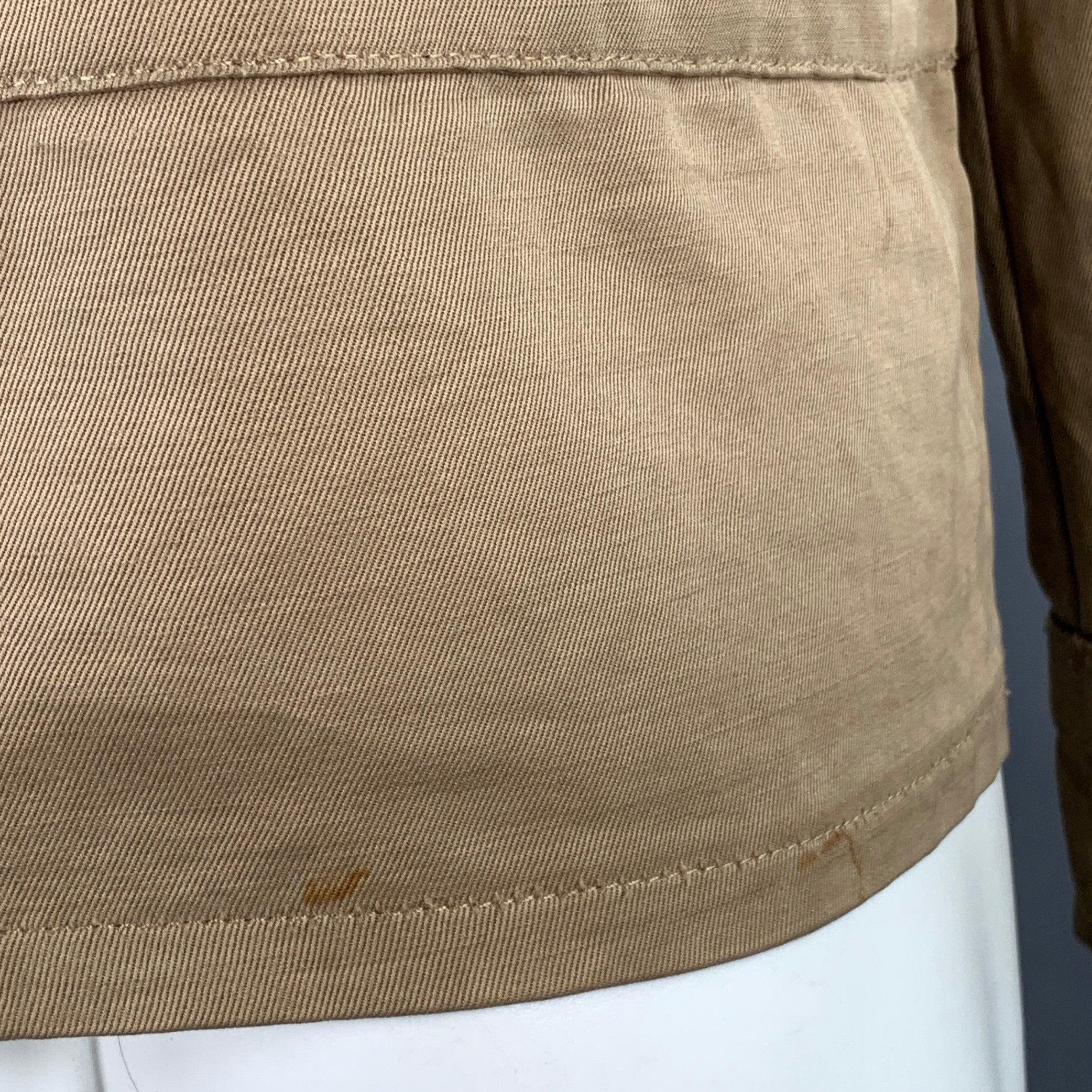 Men's BOTTEGA VENETA Size 40 Khaki Linen Cotton Twill Buckles Zip Up Bondage Jacket For Sale