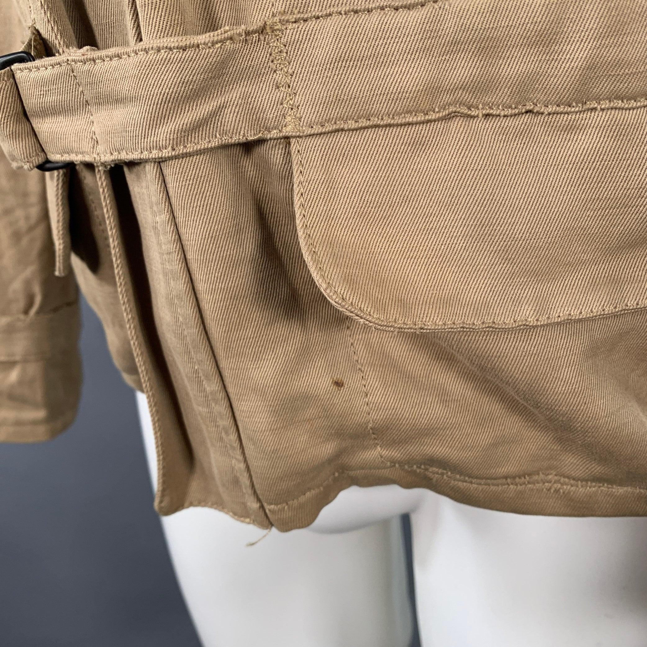 BOTTEGA VENETA Size 40 Khaki Linen Cotton Twill Buckles Zip Up Bondage Jacket For Sale 2