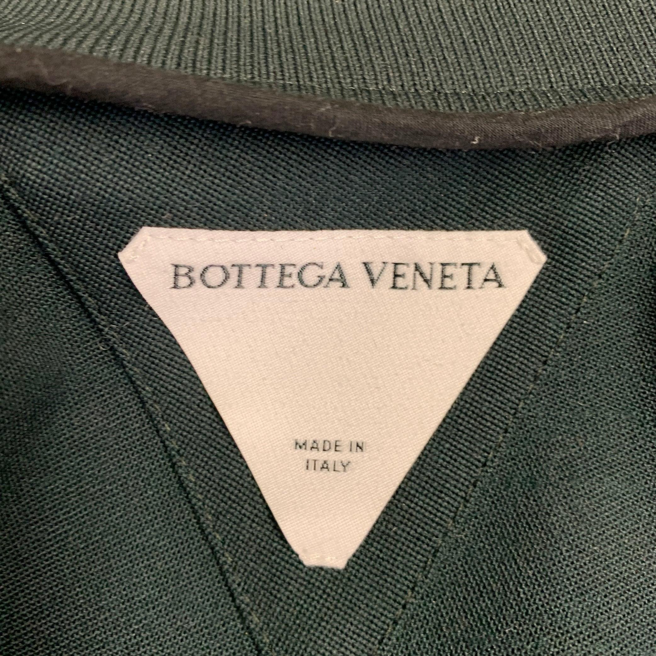 BOTTEGA VENETA Size 42 Green White Wool Blend Zip Up Track Jacket In Excellent Condition In San Francisco, CA