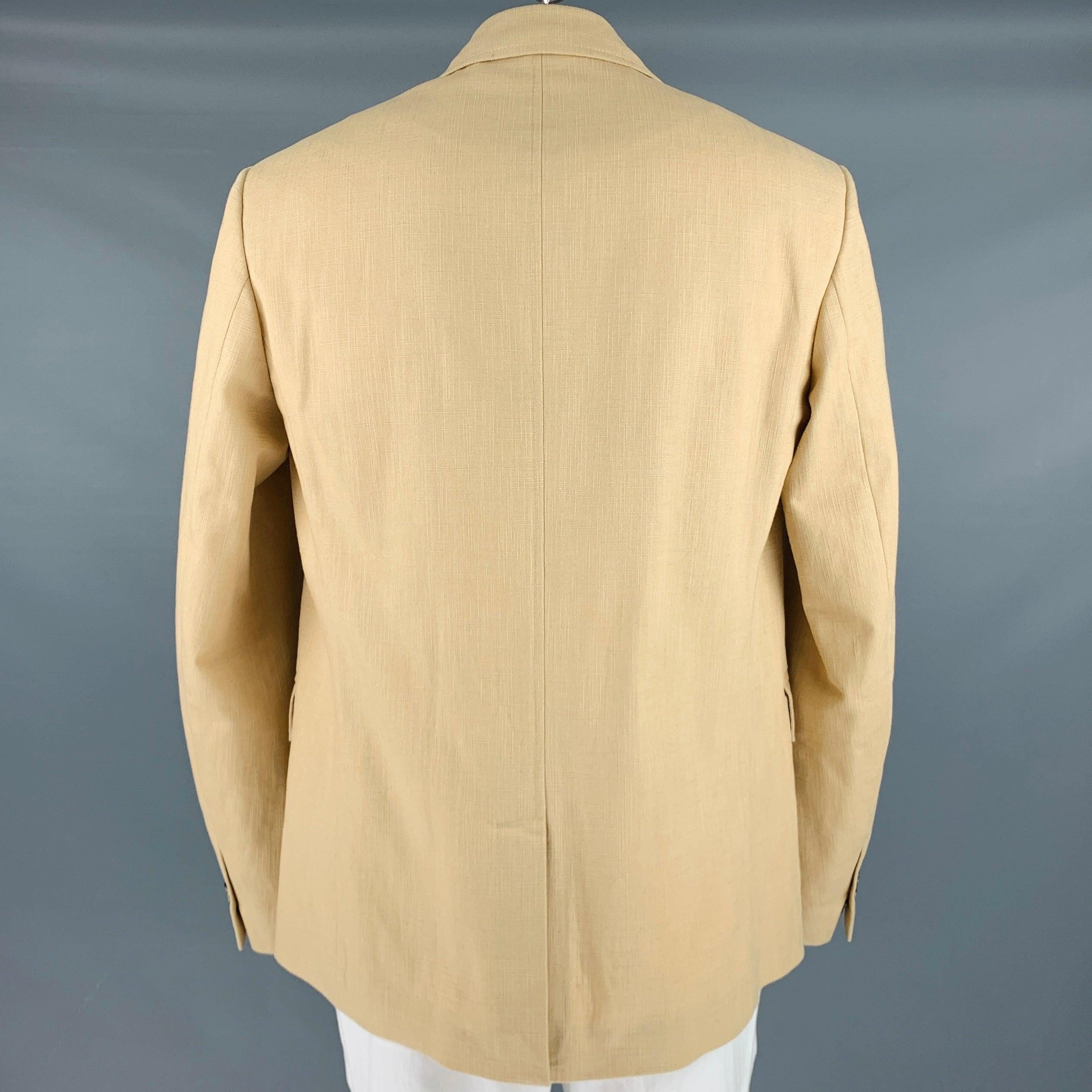 Beige BOTTEGA VENETA Size 42 Khaki Woven Cotton Notch Lapel Sport Coat For Sale
