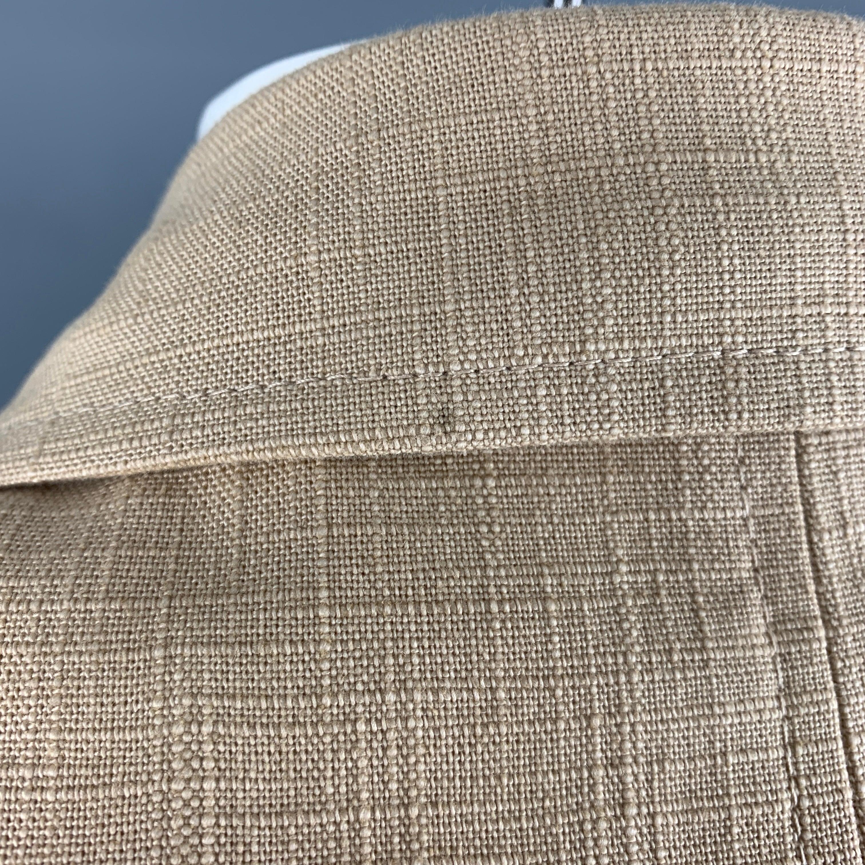 BOTTEGA VENETA Size 42 Khaki Woven Cotton Notch Lapel Sport Coat In Good Condition For Sale In San Francisco, CA