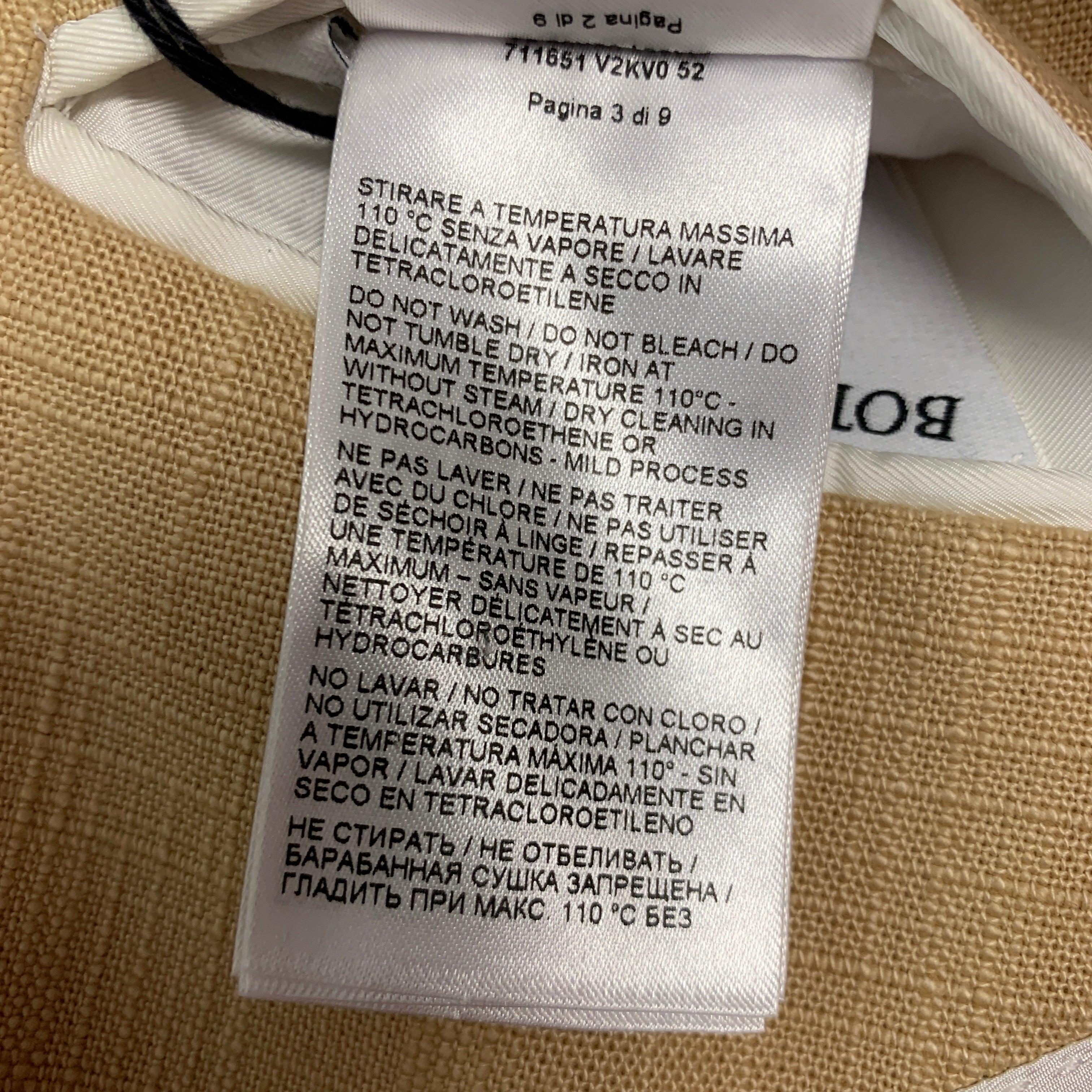 BOTTEGA VENETA Size 42 Khaki Woven Cotton Notch Lapel Sport Coat For Sale 2