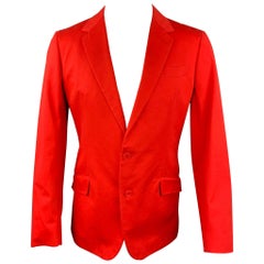 BOTTEGA VENETA Size 42 Red Cotton Notch Lapel Sport Coat