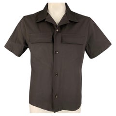 BOTTEGA VENETA Size 43 Black Cotton Short Sleeve Shirt