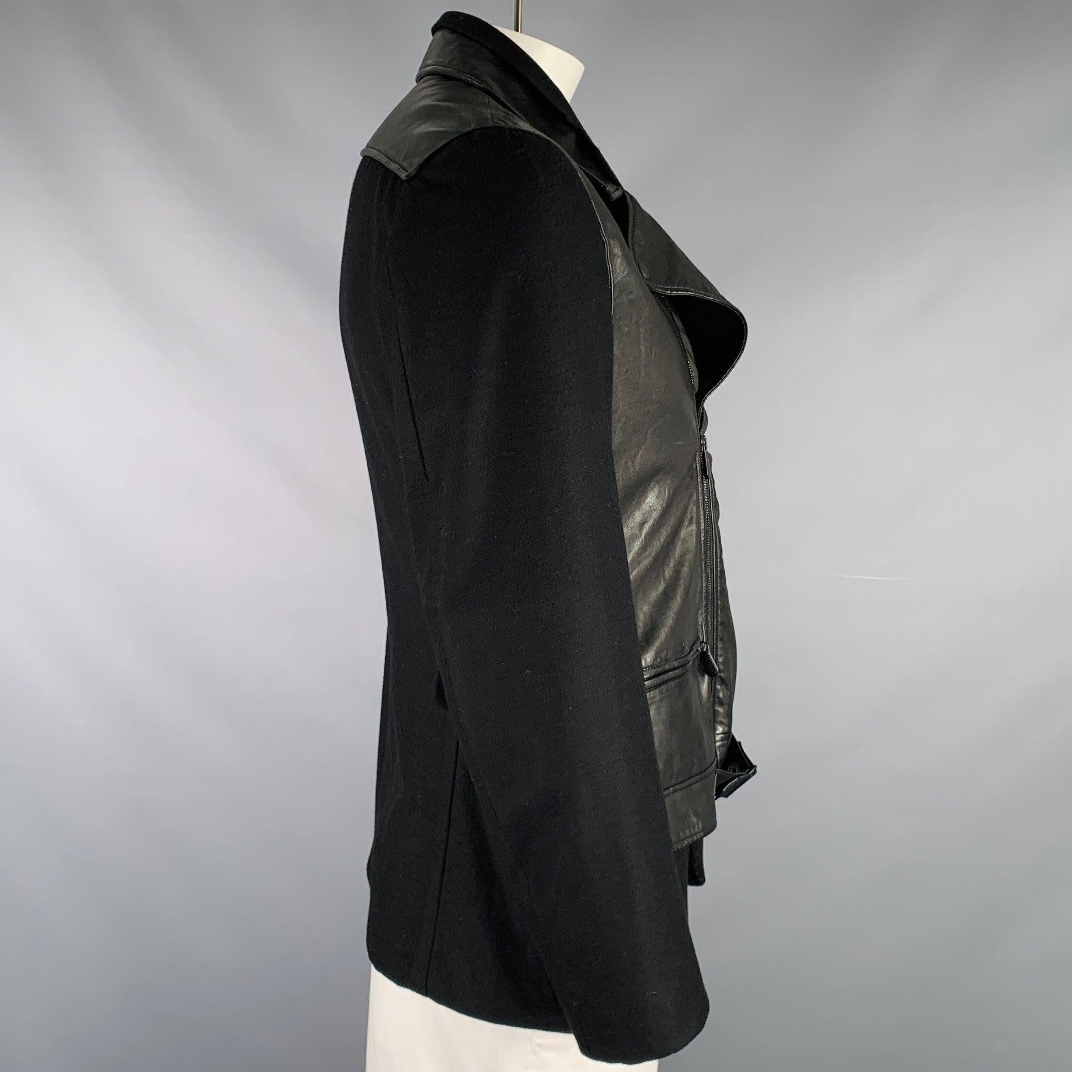BOTTEGA VENETA Größe 44 Schwarze Bikerjacke aus Kaschmir mit gemischten Materialien Herren im Angebot