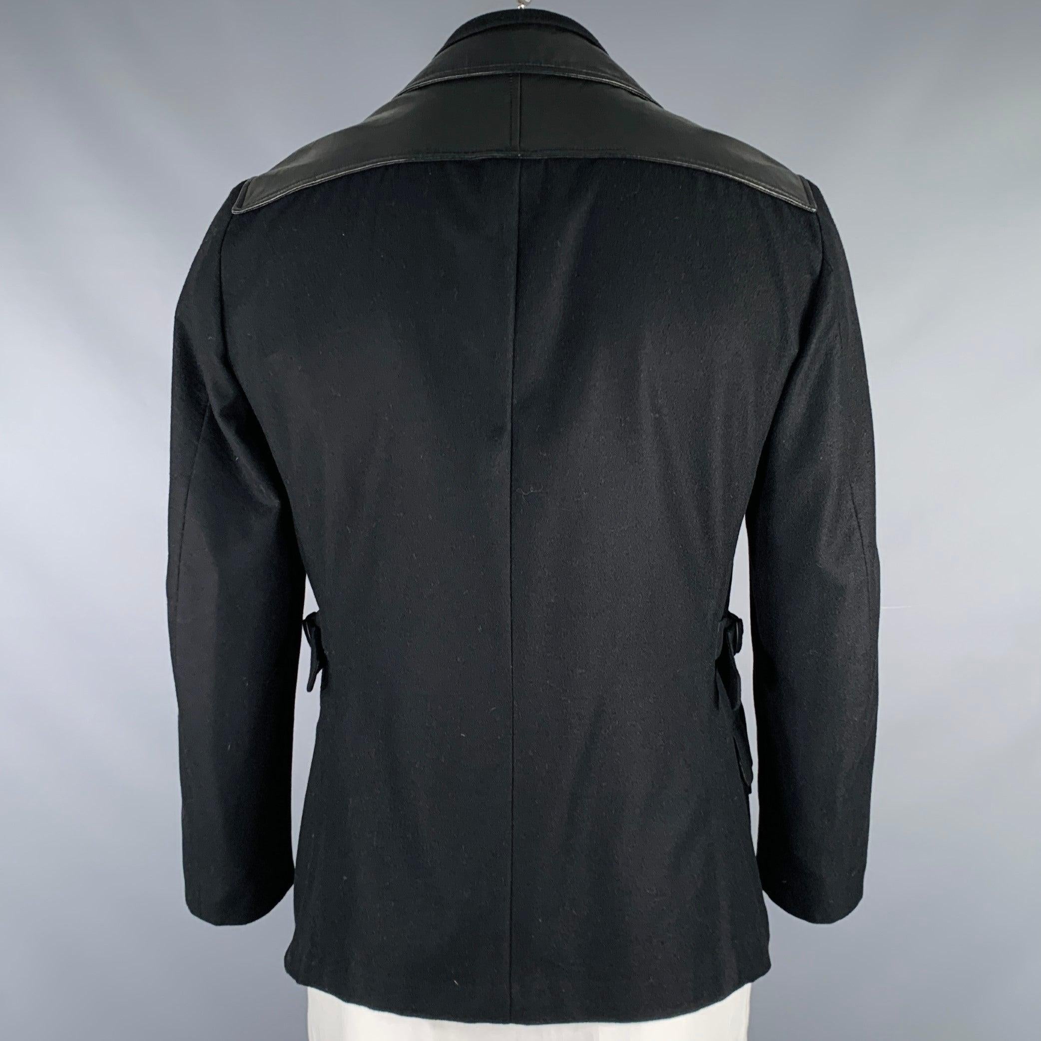BOTTEGA VENETA Größe 44 Schwarze Bikerjacke aus Kaschmir mit gemischten Materialien im Angebot 1