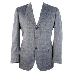 BOTTEGA VENETA Size 46 Navy White Melange Virgin Wool Notch Lapel Sport Coat