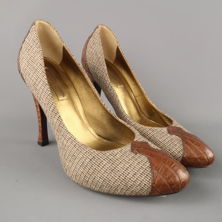netted bottega heels