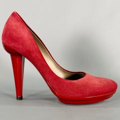 BOTTEGA VENETA Size 6.5 Burgundy Suede Platform Heels Pumps