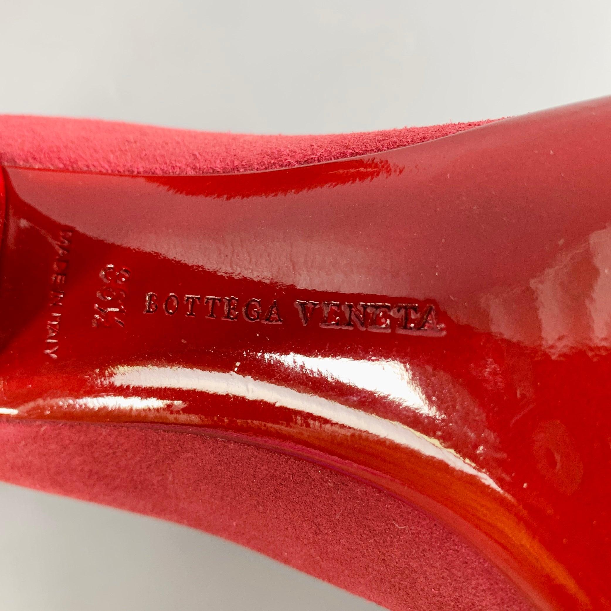 BOTTEGA VENETA Size 6.5 Burgundy Suede Platform Heels Pumps For Sale 3