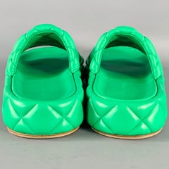 BOTTEGA VENETA Size 7 Green Quilted Padded Lambskin Leather Slide Sandals