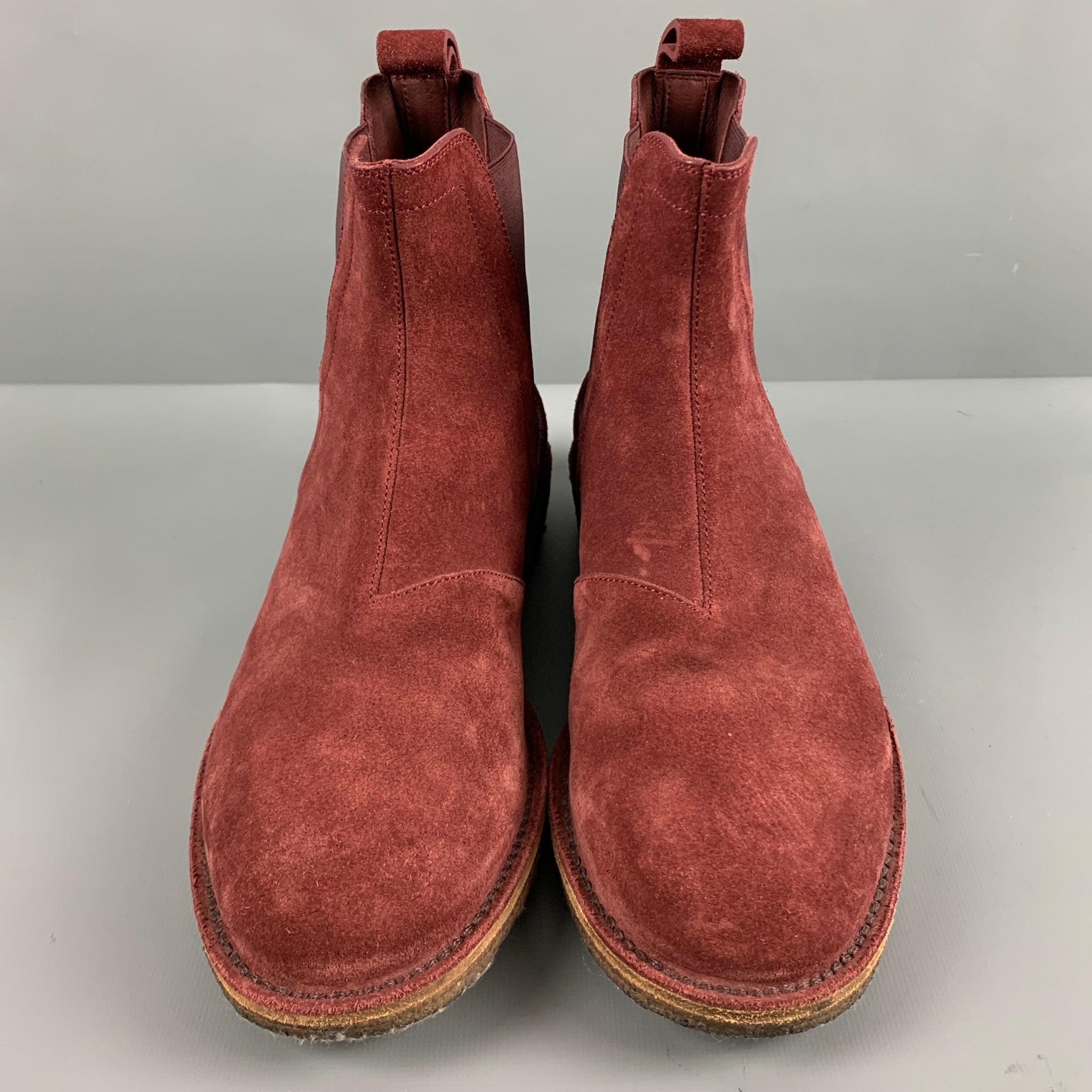 BOTTEGA VENETA Chelsea-Stiefel aus Wildleder in Burgunderrot, Größe 7,5 im Zustand „Gut“ im Angebot in San Francisco, CA
