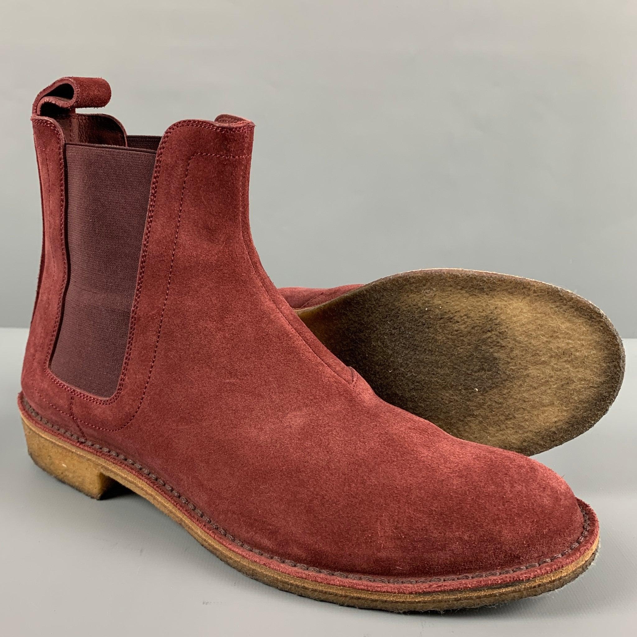 BOTTEGA VENETA Size 7.5 Burgundy Suede Chelsea Boots For Sale 1